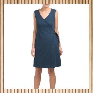 Cynthia Rowley V-Neck Faux Wrap Sleeveless Dress in Teal | Size M